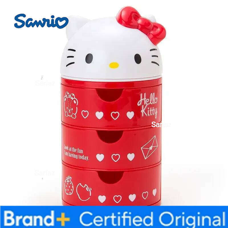Sanrio Hello Kitty Desktop Rotating Jewelry Cute Girl Heart Organizing Decoration Storage Box H260129 H260129
