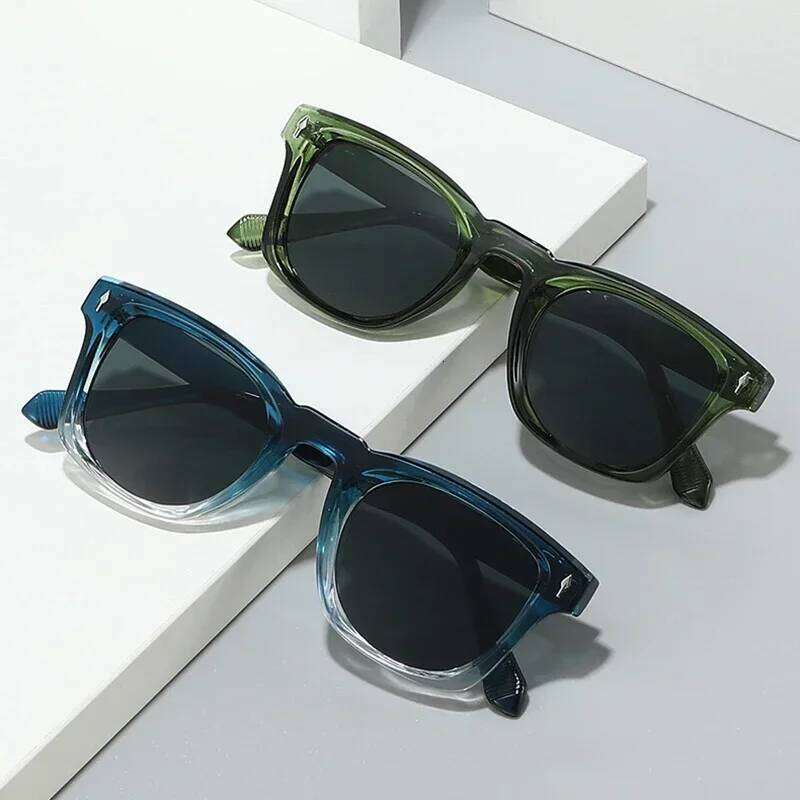 JNPCXI Retro Rivets Square Sunglasses Women Fashion Gradient Shades UV400 Men Green Black Sun Glasses H260129