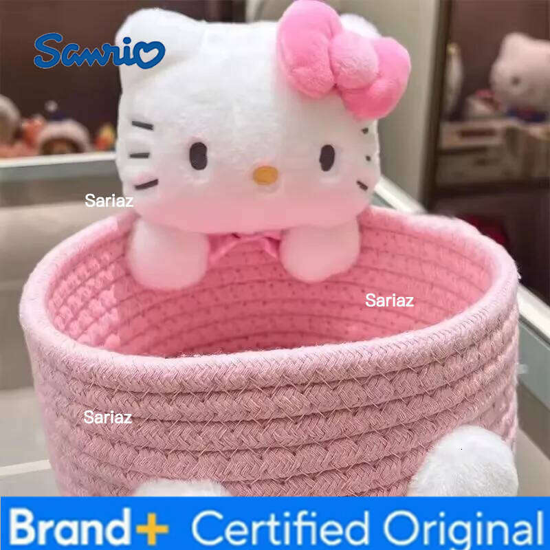 Sanrio Japanese Kawaii Hello Kitty Basket Cute Harajuku Charm Cosmetics Toys Storage Box Bedroom Decoration Birthday Gift Pink H260129