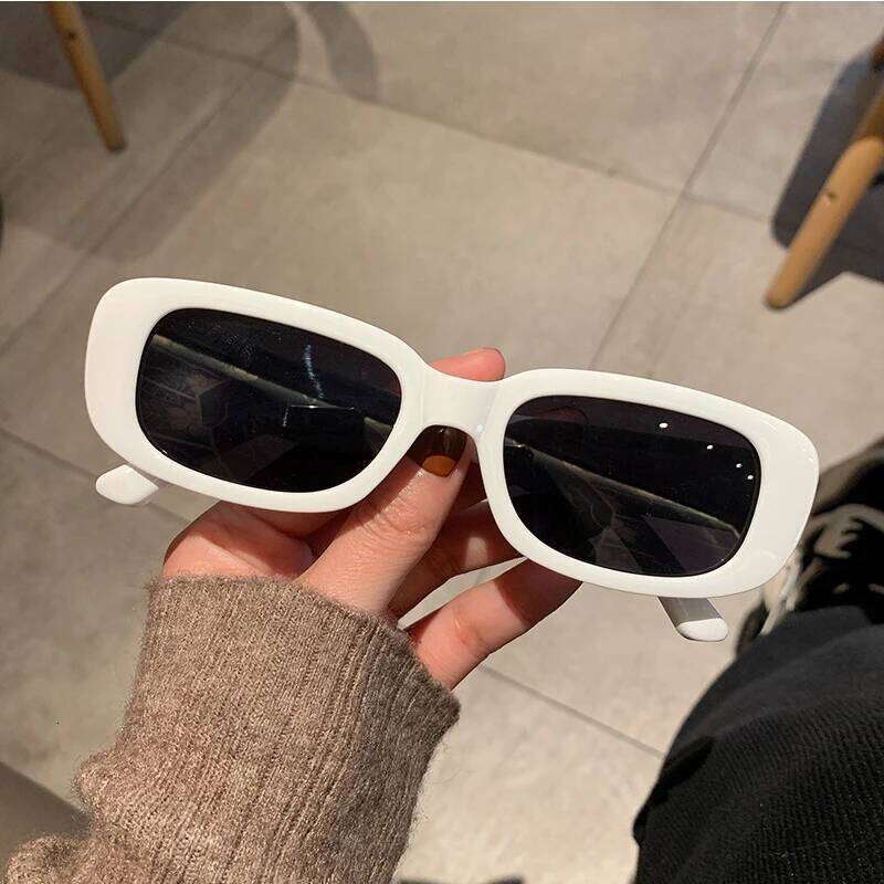 Classic White Rectangular Women's Sunglasses New Fashion Small Retro Brand Designer Square Sun Glasses Female Lady Eyeglass H260129
