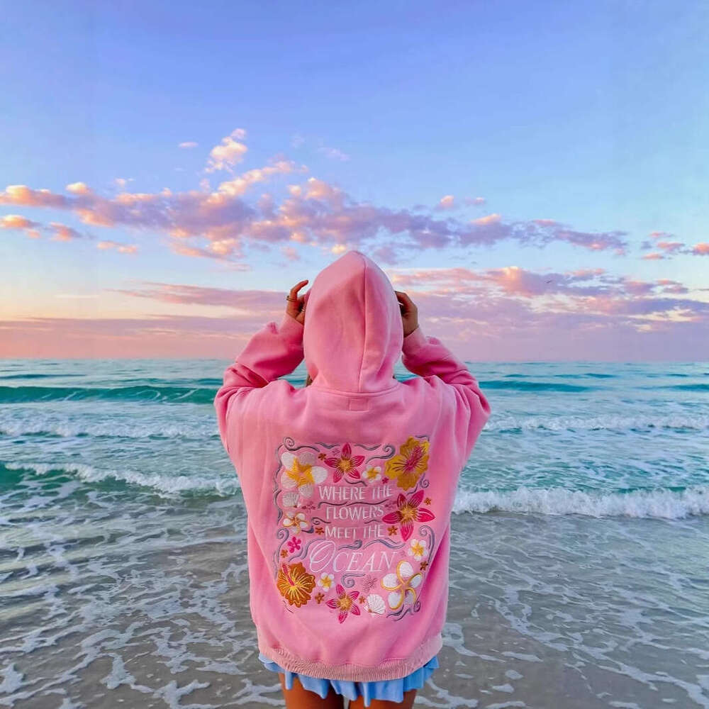 Foreign Trade Source European And Fleece Thickened Embroidered Hooded Long Sleeve Sweatshirt