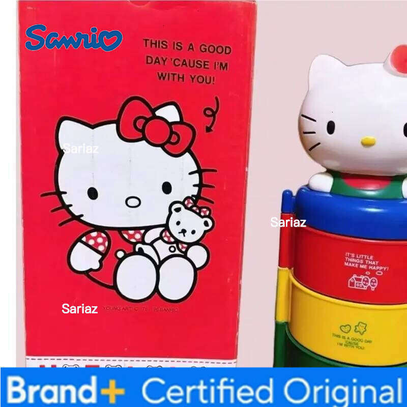 Sanrio Kt Three-Layer Rotating Box Cat Head Organizer Girls Gift For Besties Jewelry Storage Home Decor Accessories H260129 H260129