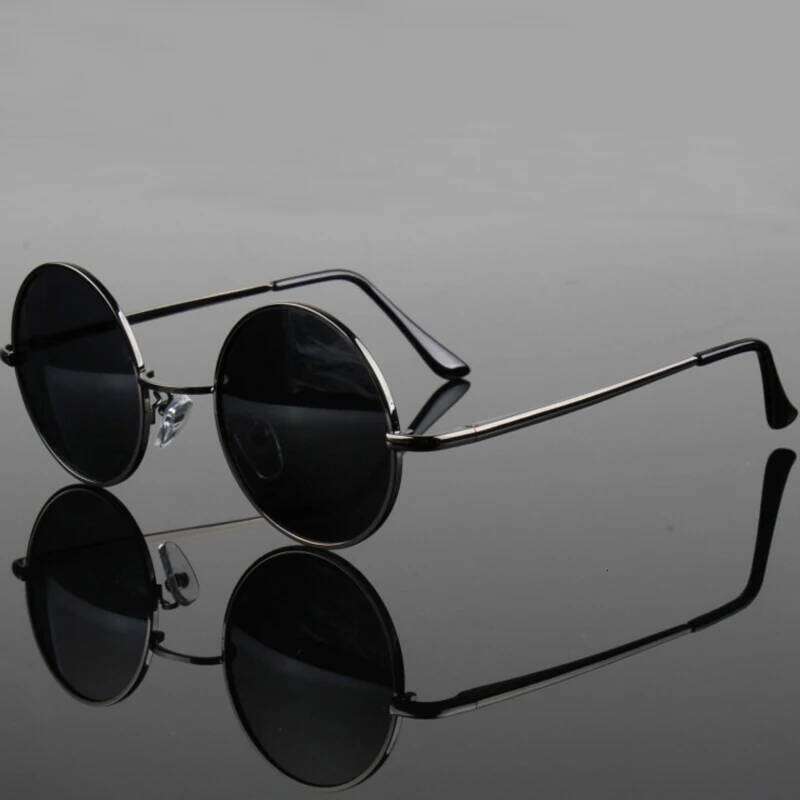 Retro Vintage Small Round Polarized Sunglasses Men Women Brand Designer Sun Glasses Slim Metal Frame Black Lens Driving UV400 H260129