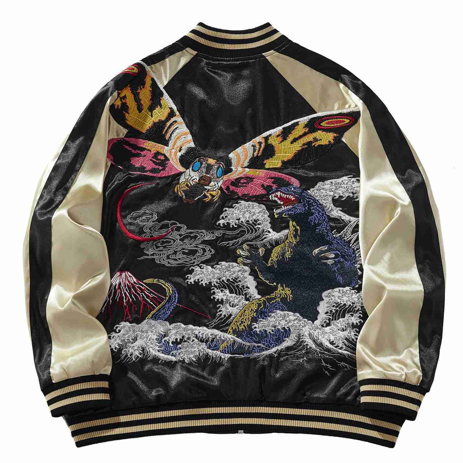 National Trend Heavy Embroidery Jacket Mens Casual Godzilla Trendy Brand Baseball Jacket A003