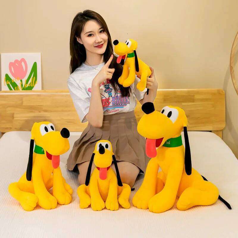 1pc 28cm/11.02in Cartoon shape little yellow dog doll plush toy wholesale cute pluto big ear pillow scissor machine gift Y260128