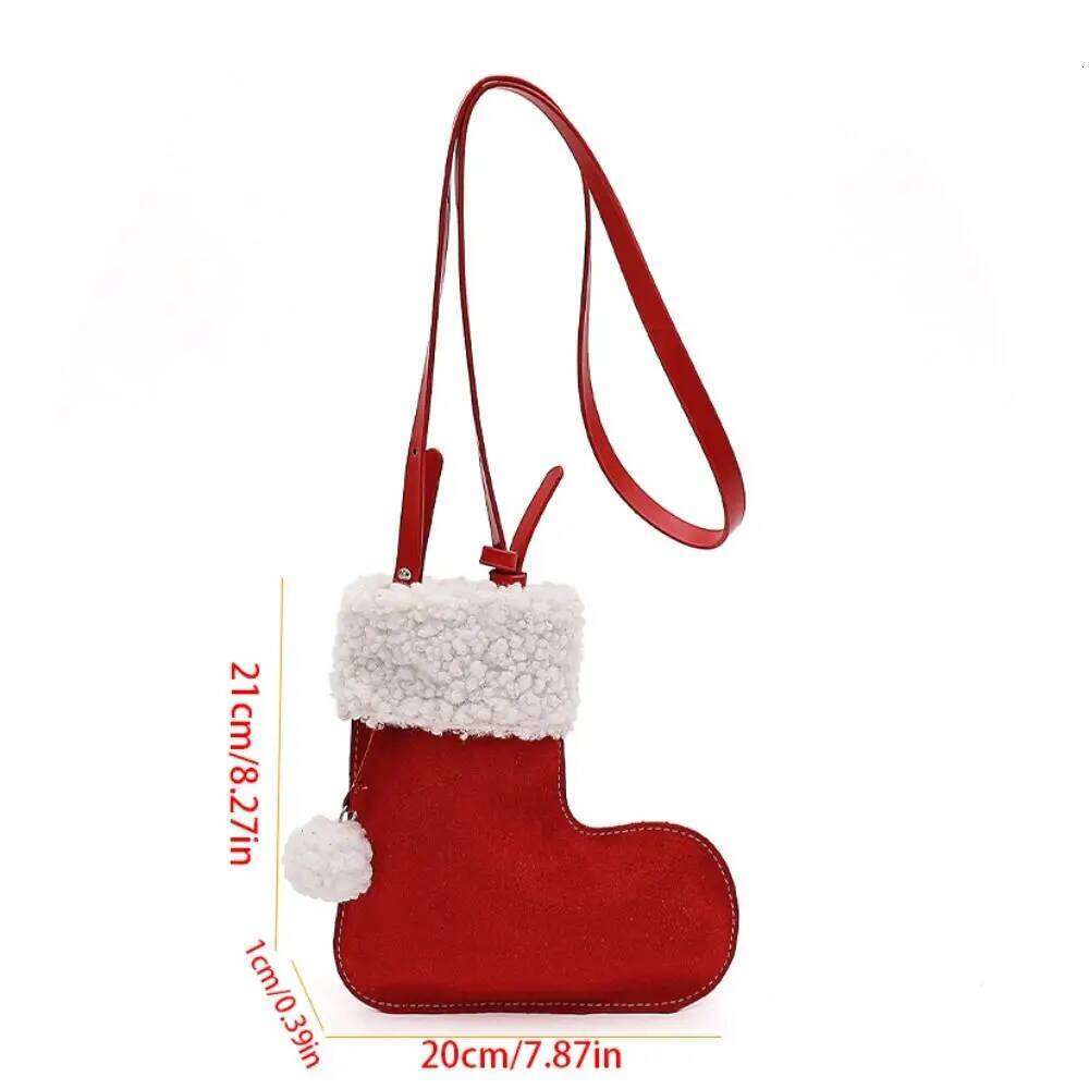 Portable Korean Style Suede Crossbody LambWool Lightweight Christmas Sock Casual Fluffy Lamb Fur Bag Autumn and Winter