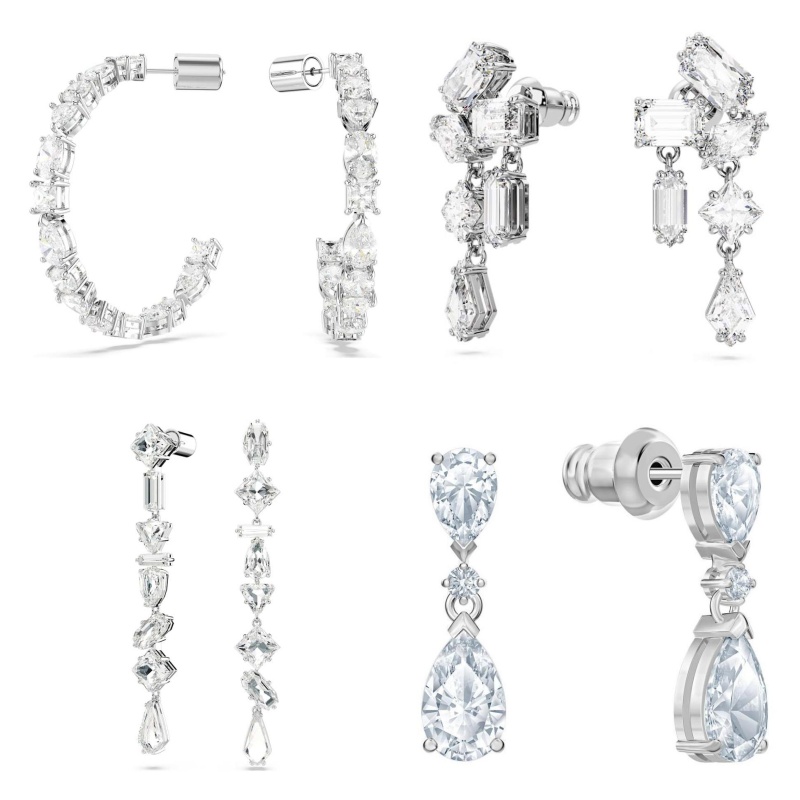Luxury white sparkling austria crystal choker necklace earrings bangle bracelet wedding jewelry charm drop designer elegant earring ear rings necklaces