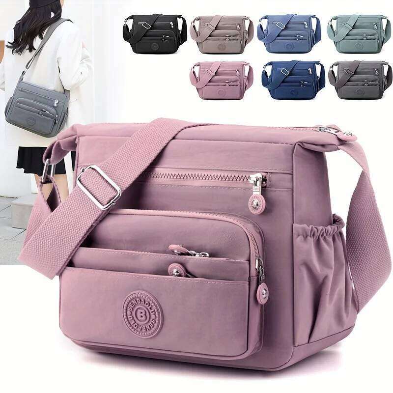 Lightweight Nylon Chic Crossbody Bag Women Adjustable Strap, Multi-Pocket Design for Travel, Shopping, Dates & School