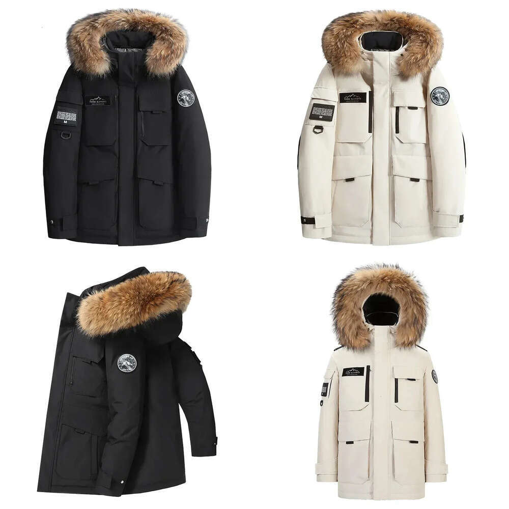 Winter Mens Hooded Fur Collar Duck Down Coats High Quality Waterproof Fashion Parkas Male Casual Warm Jackets 1413
