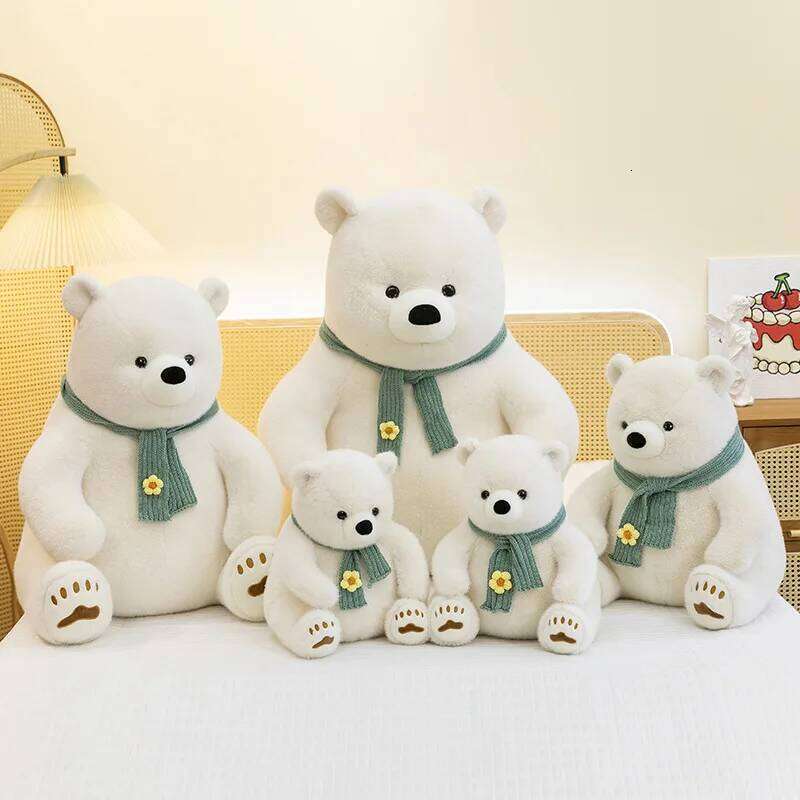 1pc 20cm/7.87inCute scarf polar bear plush holiday toy doll genuine birthday gift Y260128