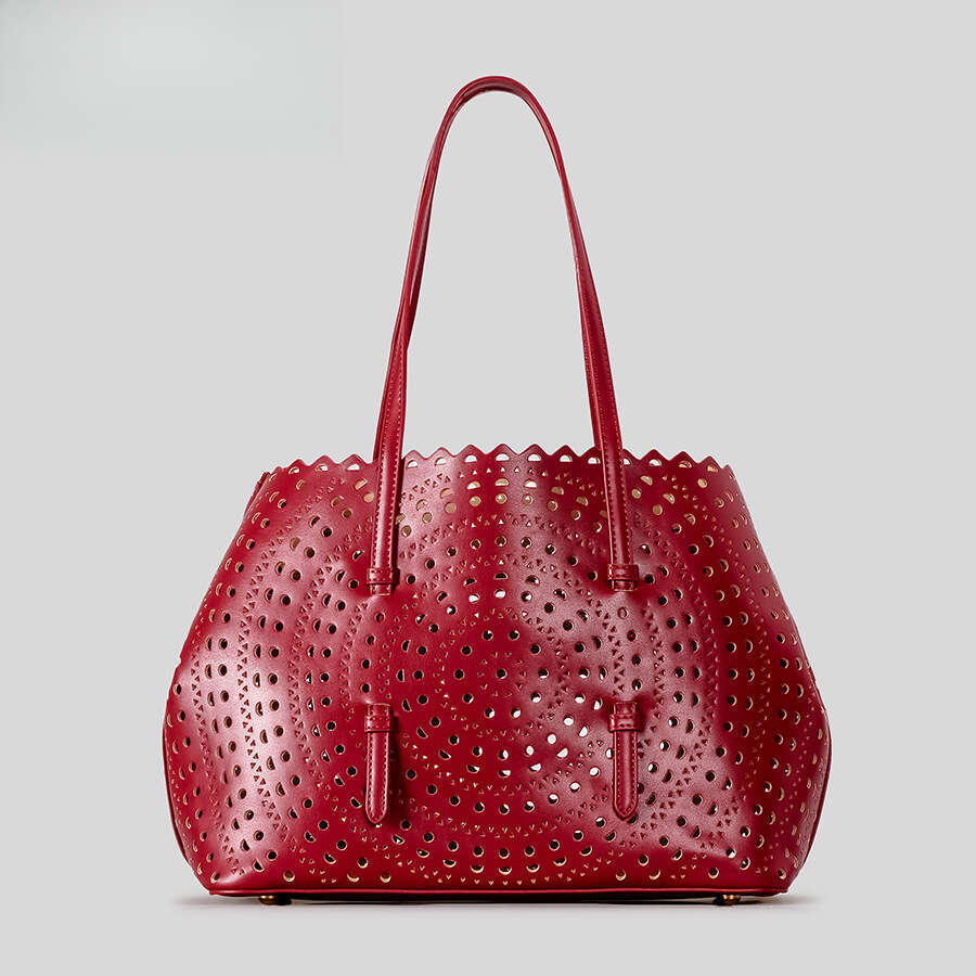 High End Heavy Duty Hollow Out Large Vegetable Basket Handbag European And American Style Carved Mother And Child Beach Shoulder Tote Bag For Women