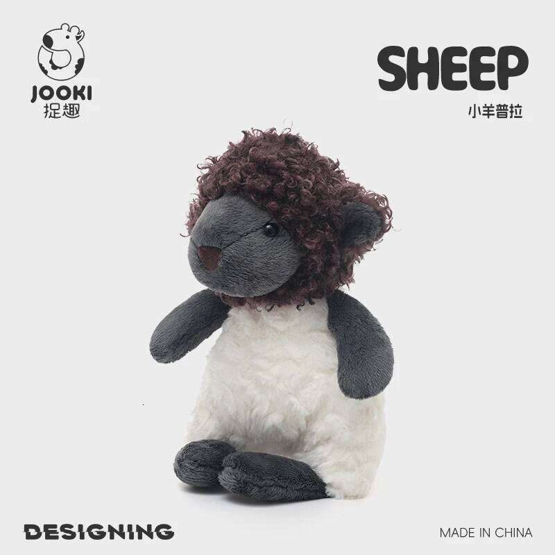 Cute Cartoon Curly Sheep Plush Toy Adorable Black-Faced Lamb Stuffed Ultra Soft Fluffy Wool Plushie Gift Kids Animal Love Y260128