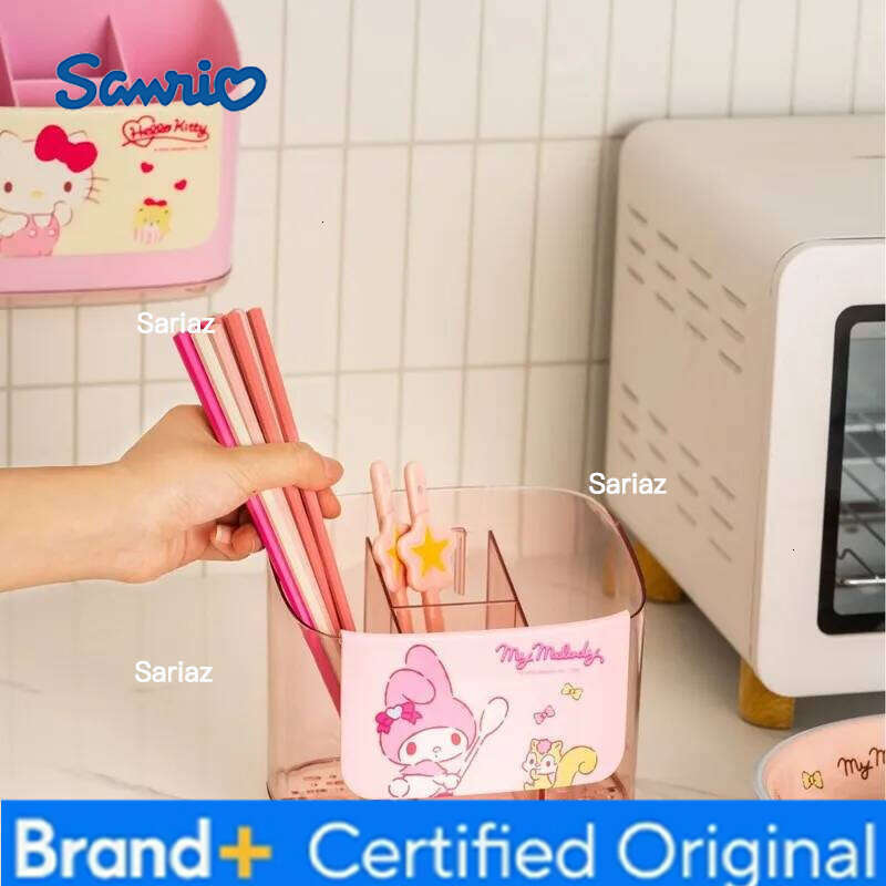 Sanrio Anime Hello Kitty My Melody Cartoon Large Capacity Makeup Brush Lipstick Storage Box Kawaii Kitchen Chopstick Drain Basket Gift H260129