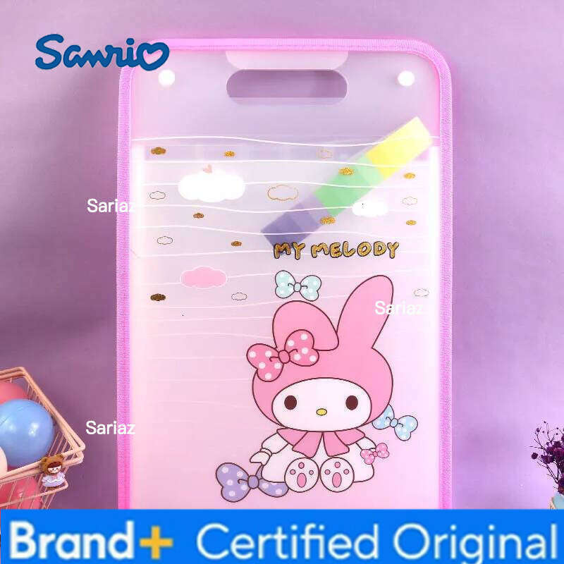 Sanrio Exam Papers 12 Grids File Folder Document Bag Cute Kuromi Pachacoo Melody A4 Portable Storage Organ B H260129