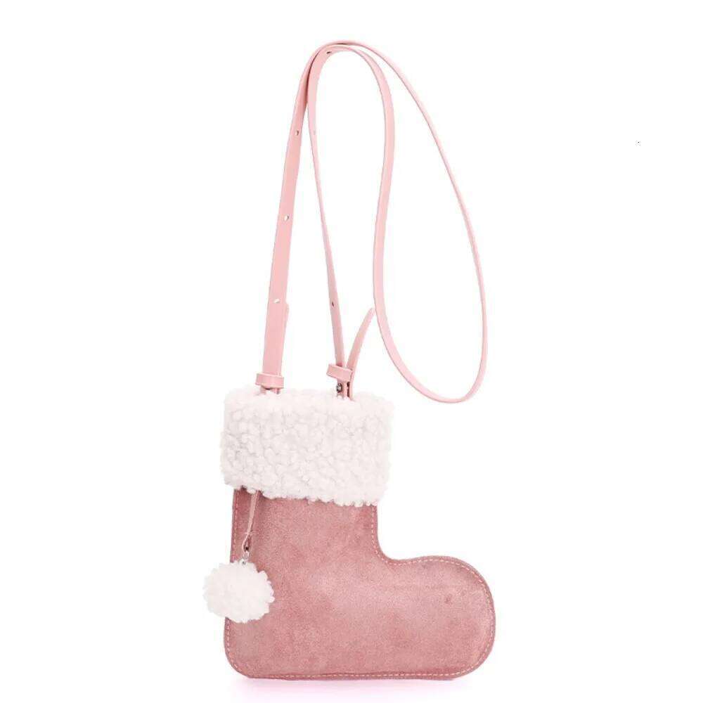 Portable Korean Style Suede Crossbody LambWool Lightweight Christmas Sock Casual Fluffy Lamb Fur Bag Autumn and Winter