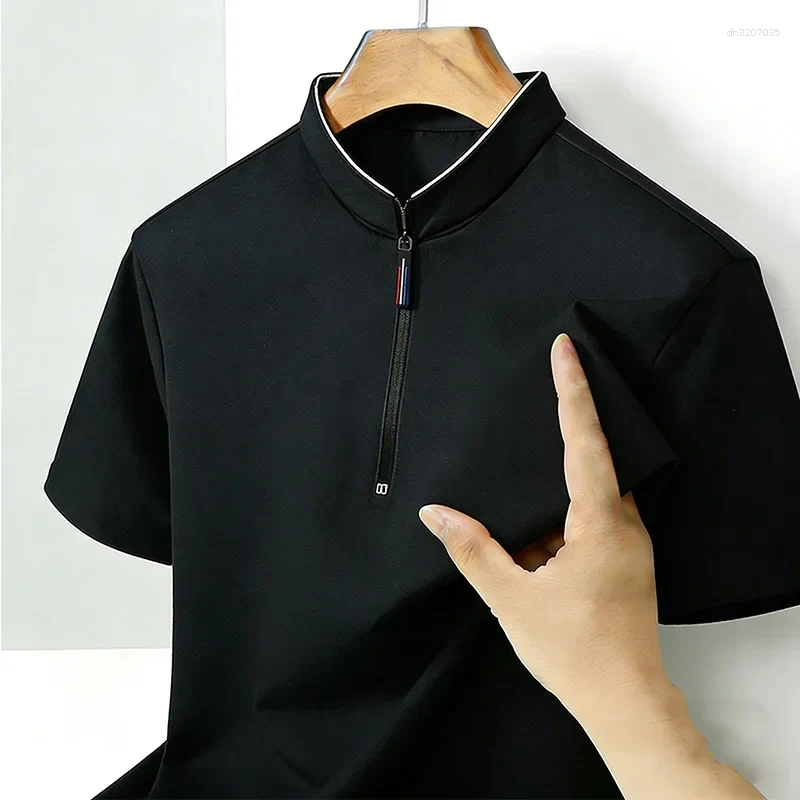 Men's Polos Stand Collar Half Zip Polo Shirt 2026 Short Sleeve Breathable Comfortable Casual Fashion Daily Top For Men