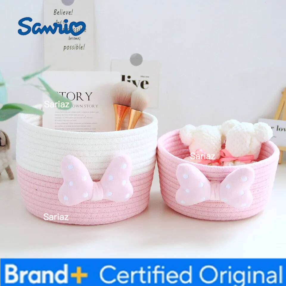 Sanrio Cute Cartoon Storage Baskets Woven Cotton Rope Desktop Jewelry Cosmetics Snacks Sundries Key Kid Toys Organizer Bins H260129 H260129