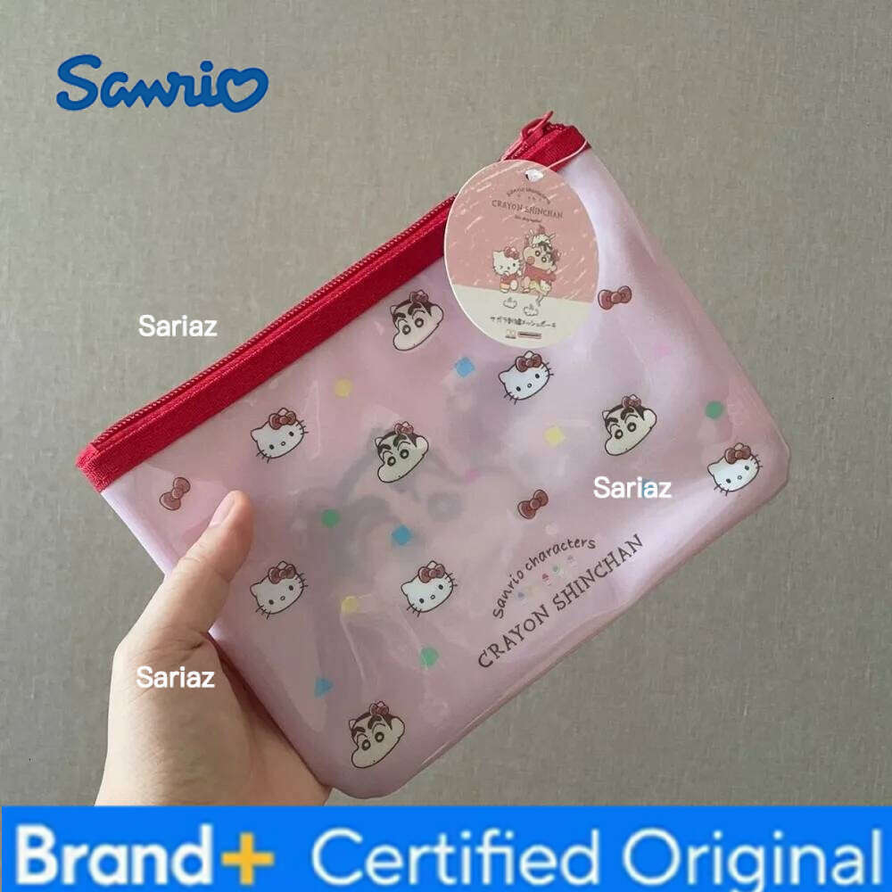Sanrio Hello Kitty Makeup Cute Cartoon Creativity Co-branded Edition Zero Wallet Exquisite Mesh Yarn Pvc Splicing Storage Bag New H2601291