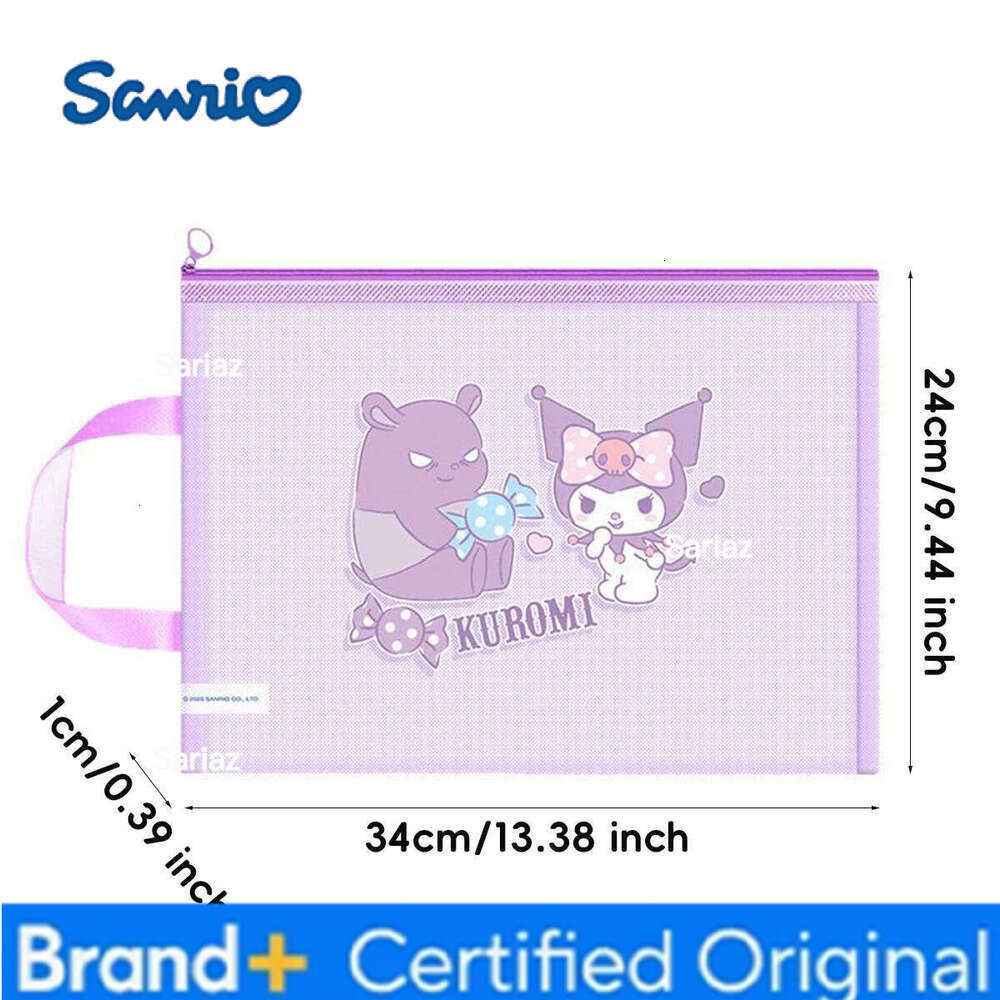 Sanrio Mesh File Double Layer Transparent A4 Size School Organization Students Teachers Office Document Holder Storage Bag H260129