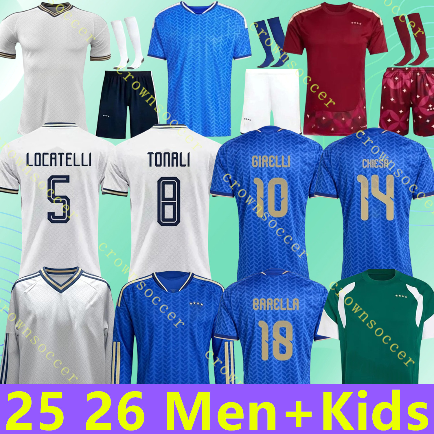 world cup 2026 ItalyS 25 26 Soccer Jersey PELLEGRINI Home away goalkeeper RETEGUI RASPADORI BARELLA 2025 2026 Men kids kit football shirt TONALI FRATTESI DONNARUMMA