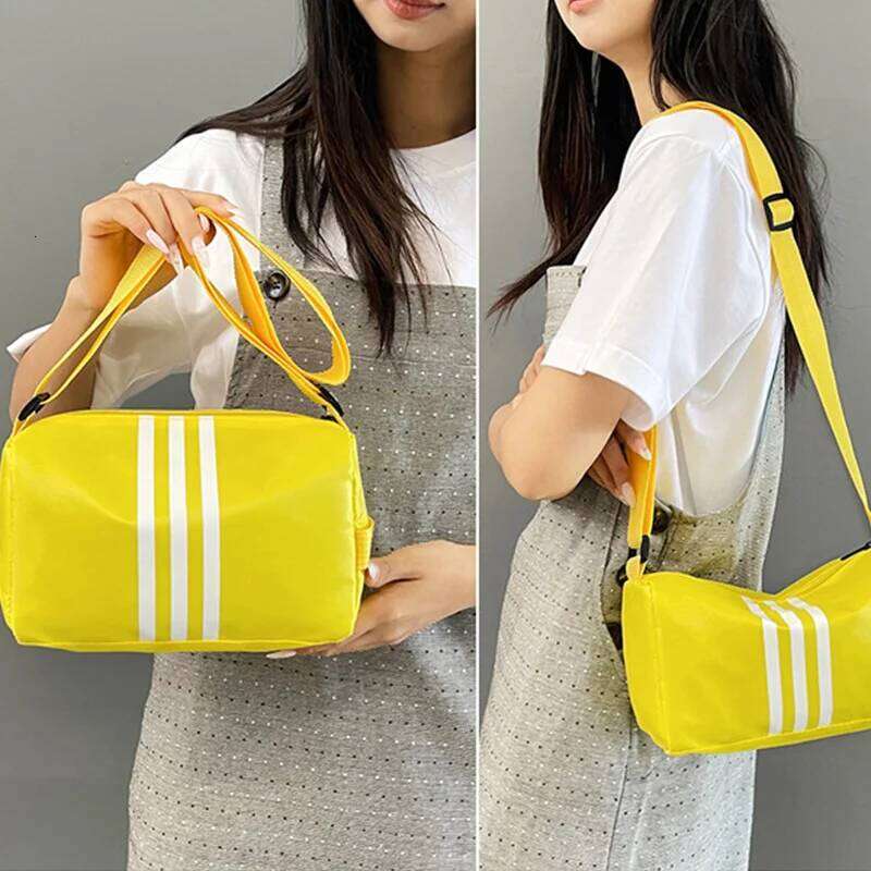 Large Capacity Striped Nylon Pillow Casual Sports Single Shoulder Crossbody Bag XJ260129