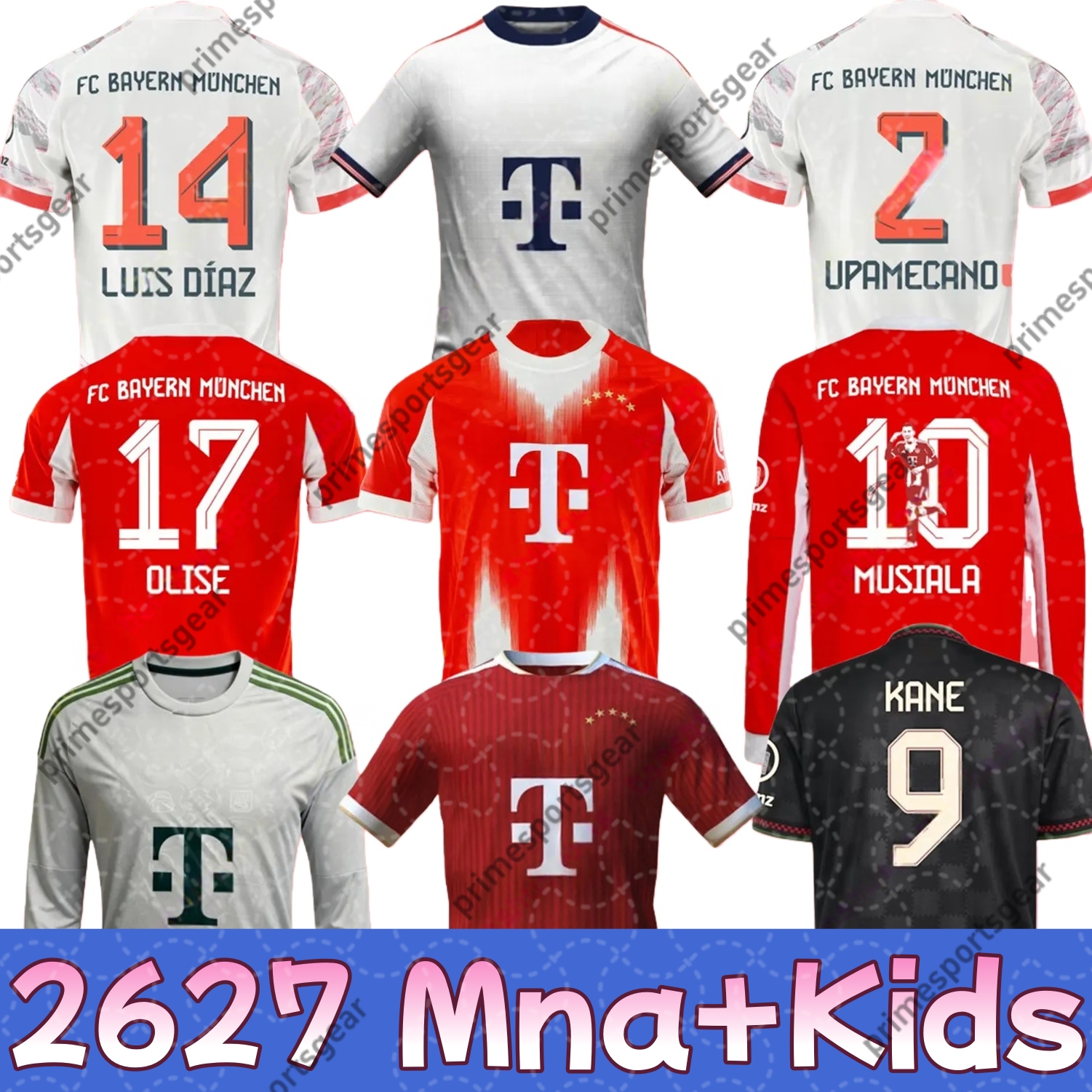 bayerns FC 25/26/27 KANE OLISE Soccer Jersey Musiala SANE KIMMICH UPAMECANO #42 de Ligt #4 Gnabry #7 Coman #11 Musiala #10 Davies #19 2025 2026 2027 football Shirt Men Kids kit