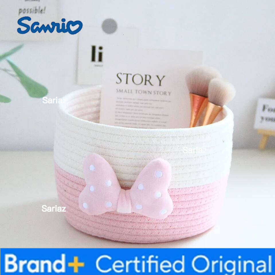 Sanrio Cute Cartoon Storage Baskets Woven Cotton Rope Desktop Jewelry Cosmetics Snacks Sundries Key Kid Toys Organizer Bins H260129 H260129