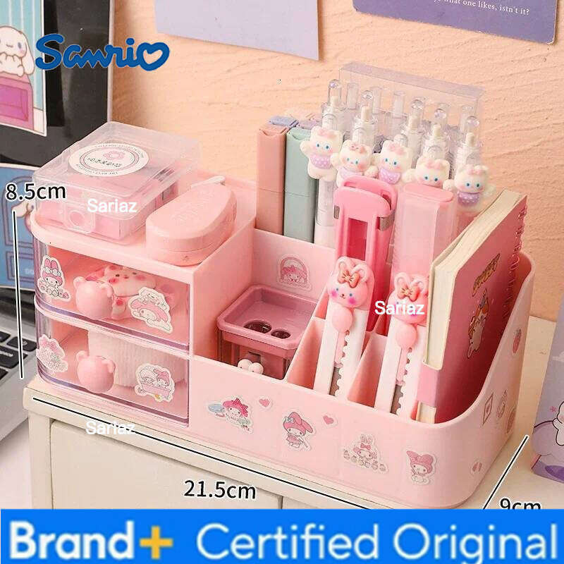 Sanrio Six Square Grid Box Drawer Transparent Desktop Kitty Kuromi Melody Cinnamoroll Pochacco Pompurin Stationery Storage H260129 H260129