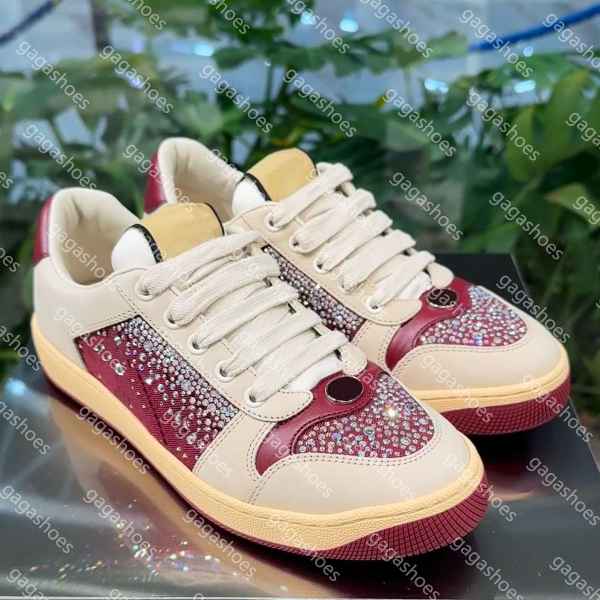 12A Women's Crystal Screener Sneaker Fashion Designer Women Shoes Diamond Premium Comfortable Sneaker Size 36-44