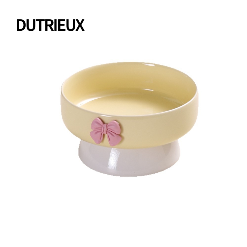 H2604 High-quality pet tableware: Nordic-style ceramic stemmed bowl with slanted rim for cats and dogs to wear.