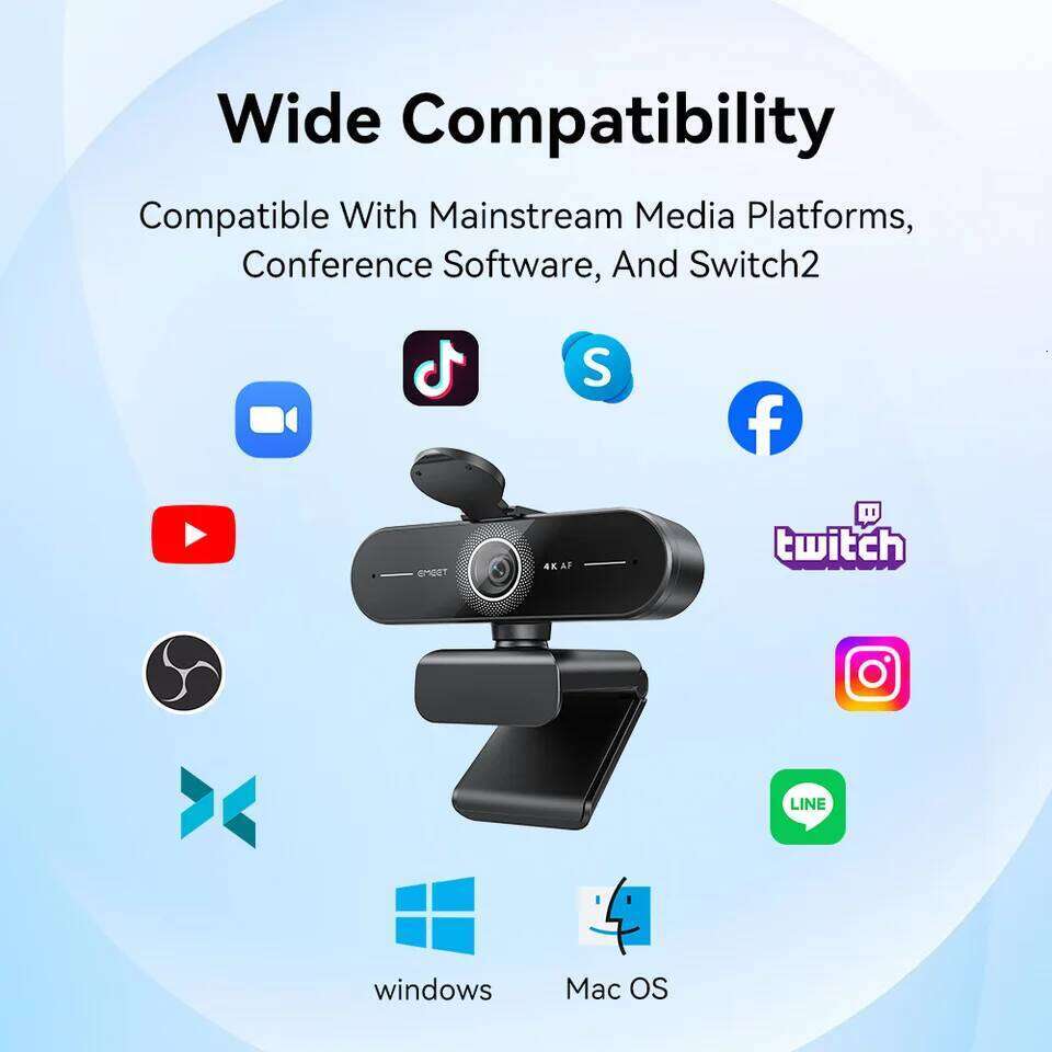 4K Ultra HD Webcam 1080P 60fps Web EMEET C60E Autofocus USB Computer Camera for / Video Call/ Conference 26W0129