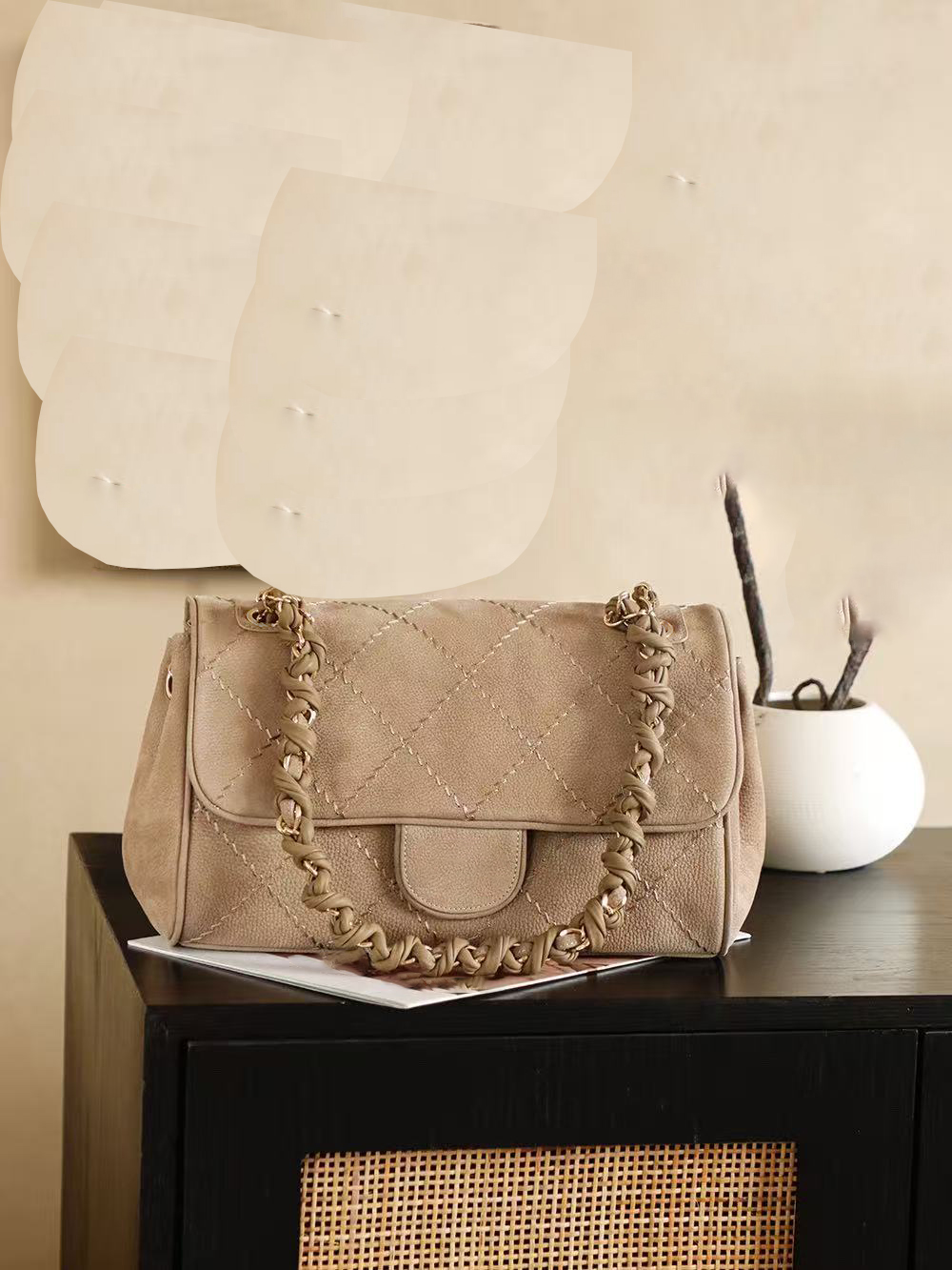 10A Mini luxury handbag, cowhide small round drum designer bag, shoulder bag Suede