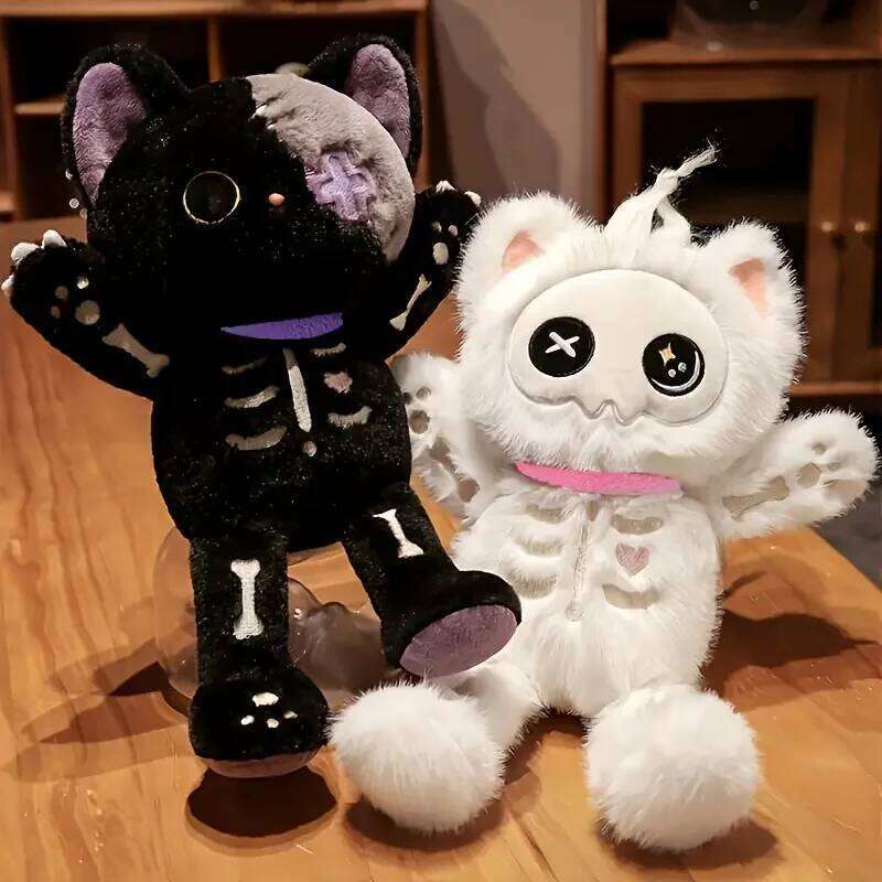 35cm 2 Colors Toys Unique Stuffed Animals Skeleton Cat Plush Doll Eid Mubarak Halloween Gifts Y260128