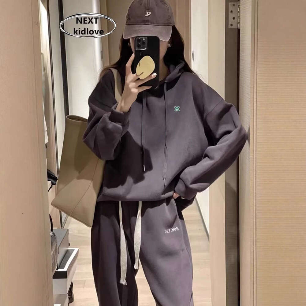 European Style Spring Autumn Hooded Sweatshirt And Sweatpants Fashion Women's Set Casual Loose Slimming Two-Piece Trendy Outfit