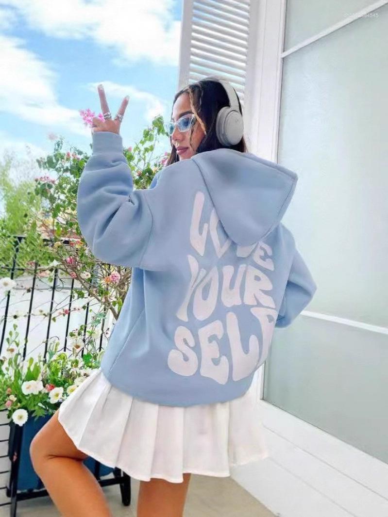 Women's Hoodies Cross-Border -Selling Sweatshirt Foreign Trade Fleece Hoodie Back Letter Printed Hooded Original