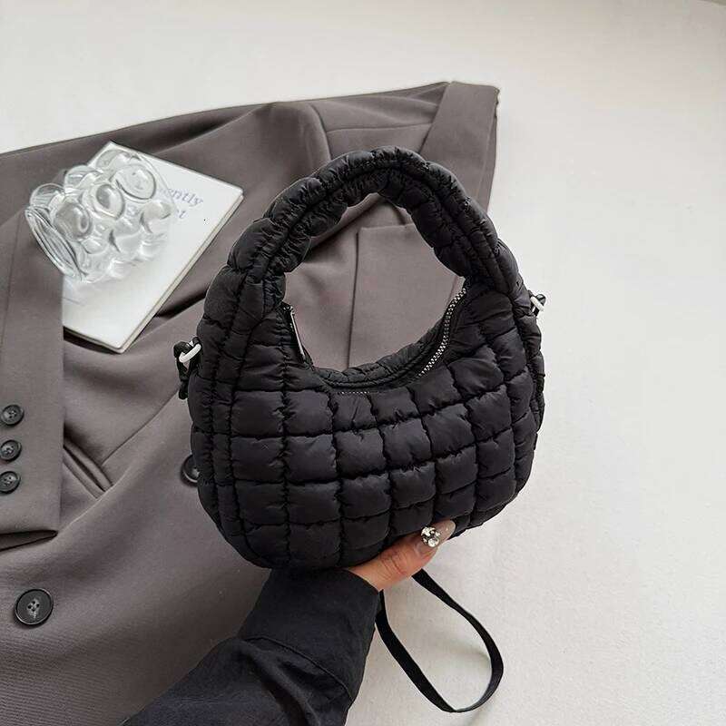 Autumn/Winter New Down Cotton Handbag Korean Solid Color Mini Pleated Cloud Simple Versatile Single Shoulder Crossbody Bags XJ260129