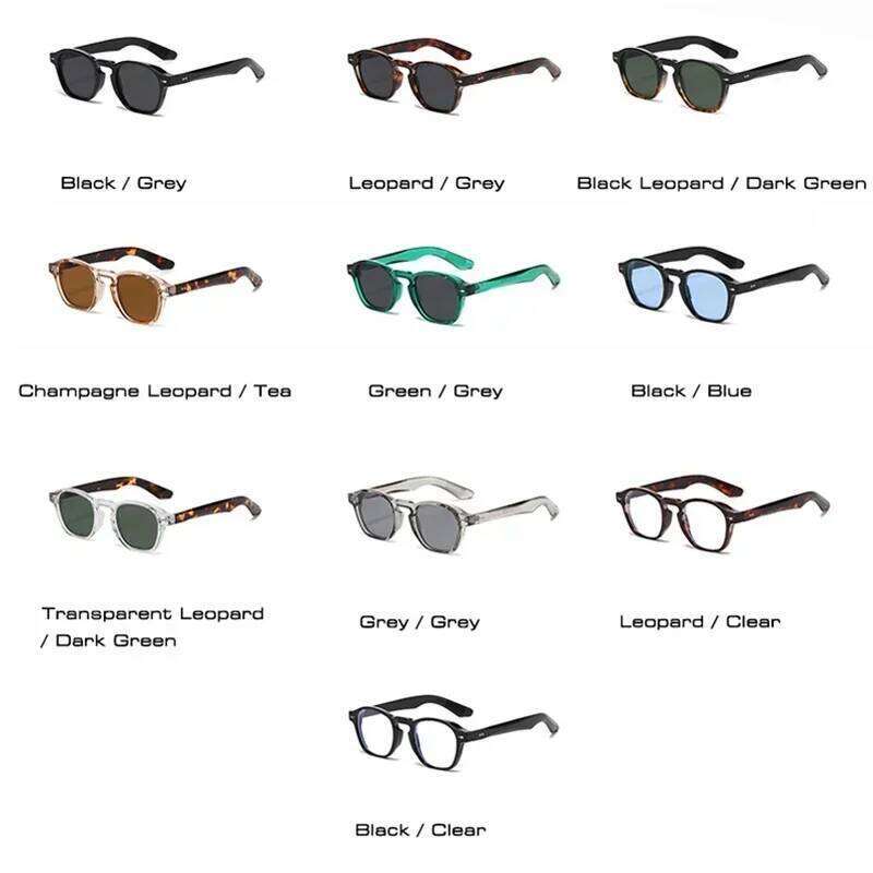 JNPCXI Retro Rivets Men Square Sunglasses Fashion Blue Green Trending Shades UV400 Women Clear Frame H260129