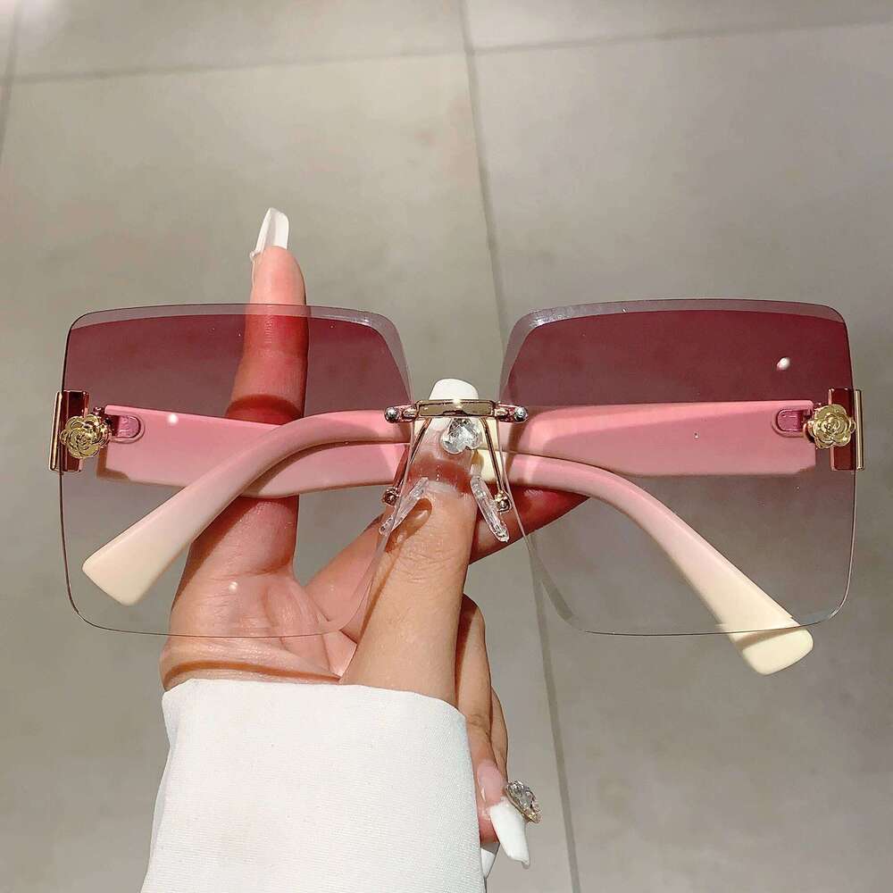 KAMMPT Rimless Square Sunglasses 2024 New Oversized Stylish Gradient Multicolor Eyewear Trendy Women Brand Design Vintage Shades H260129