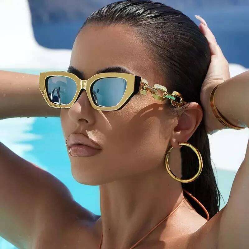 New Fashion Cat Eye Sunglasses Women Vintage Brand Designer Black Sun Glasses Female UV400 Golden Eyewear H260129