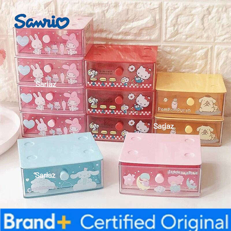 Sanrio Hello Kitty Storage Cartoon Cosmetic Jewelry Lipstick Stationery Desktop Organizer Plastic Drawer Box Office Supplies H260129