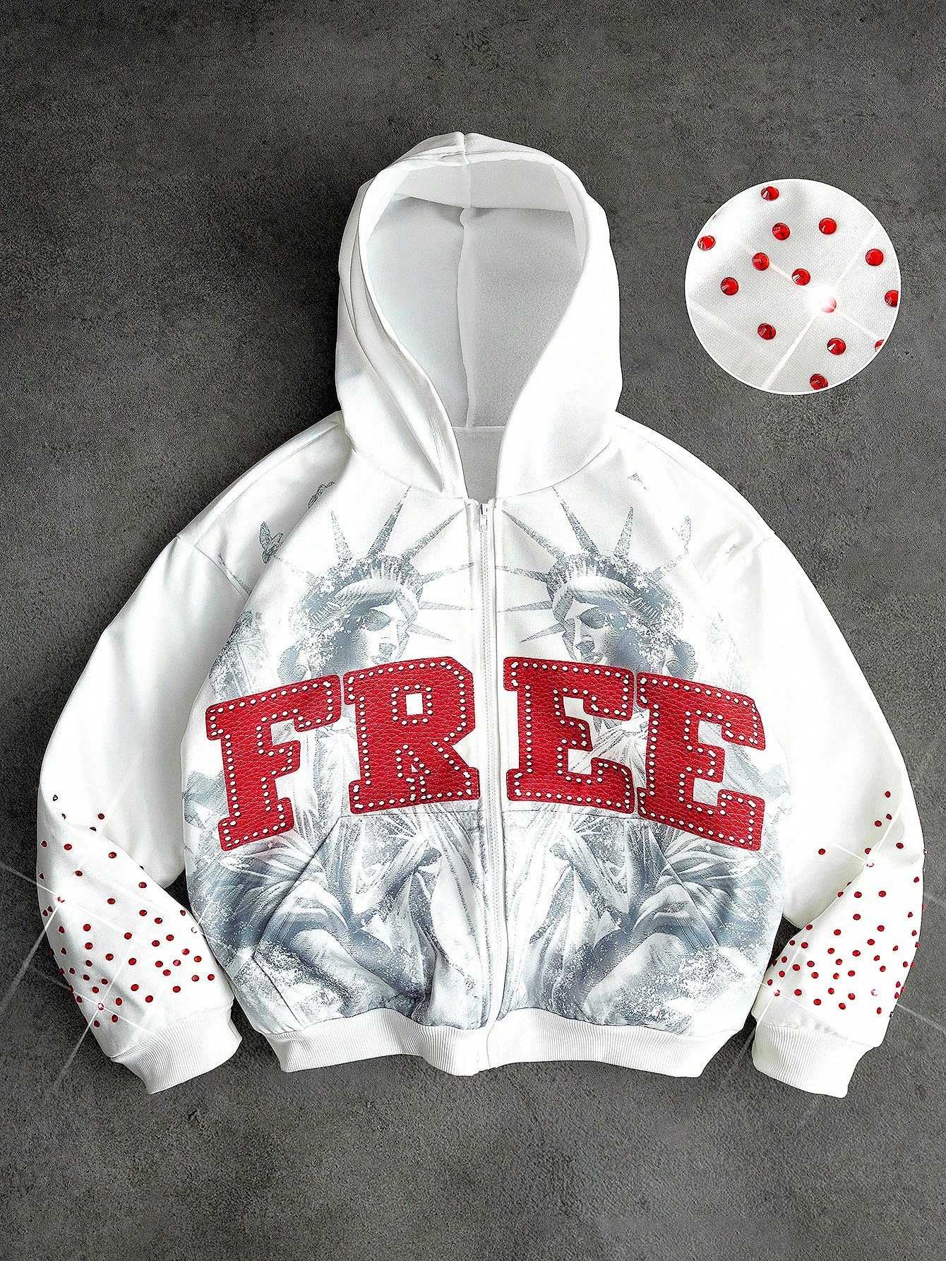 Men's Fleece-Lined Zip-Up Hoodie with Cosmic Eye Graphic Print Streetwear Style