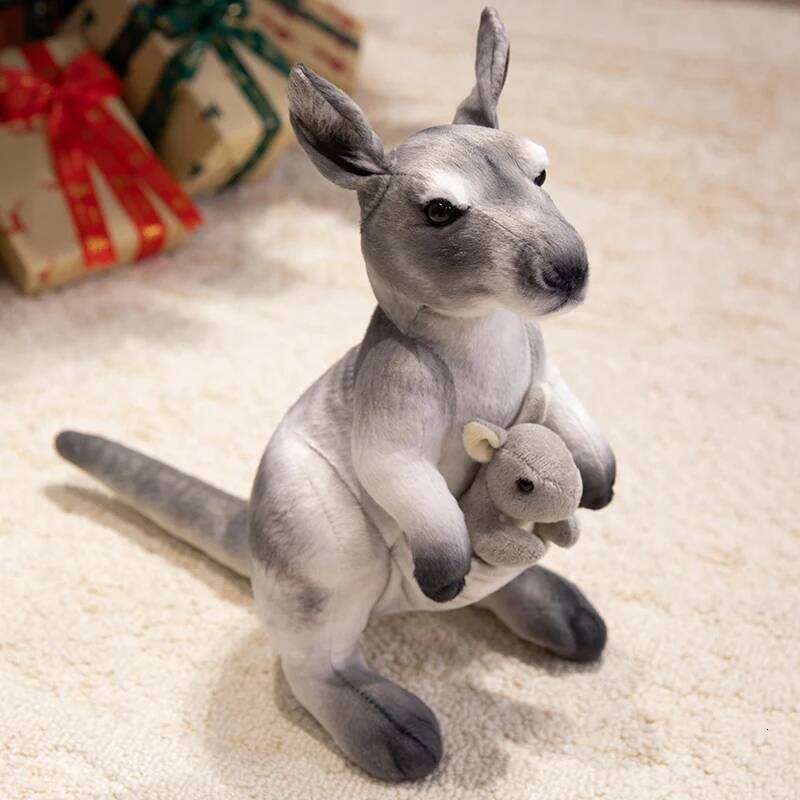 35cm Simulated Mother and Child Stuffed Animals Specially Realistic Kangaroo Kids Birthday Xmas Gifts Toys Home Y260128