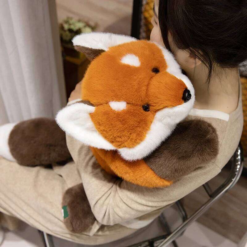 30-60cm New Kawaii Fox Plush Toys Cartoon Stuffed Animal Lovely Soft Cuddly Baby Plushie Doll Lie Prone Toy for Girls Gift Decor Y260128