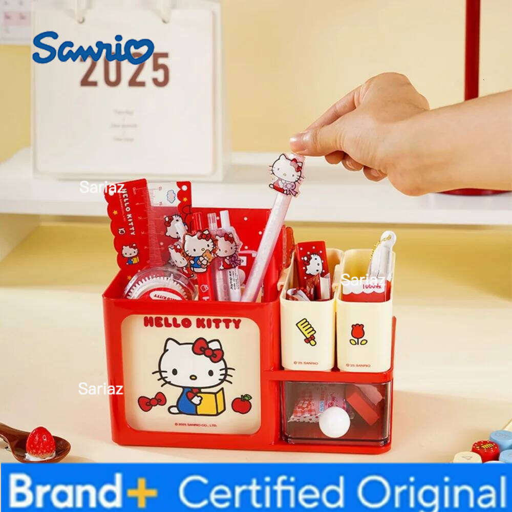 Sanrio Genuine Hello Kitty Storage Box Cartoon Kt Cat Multi-Functional Detachable Desktop Stationery Receive Boxes Gift For Girl H260129