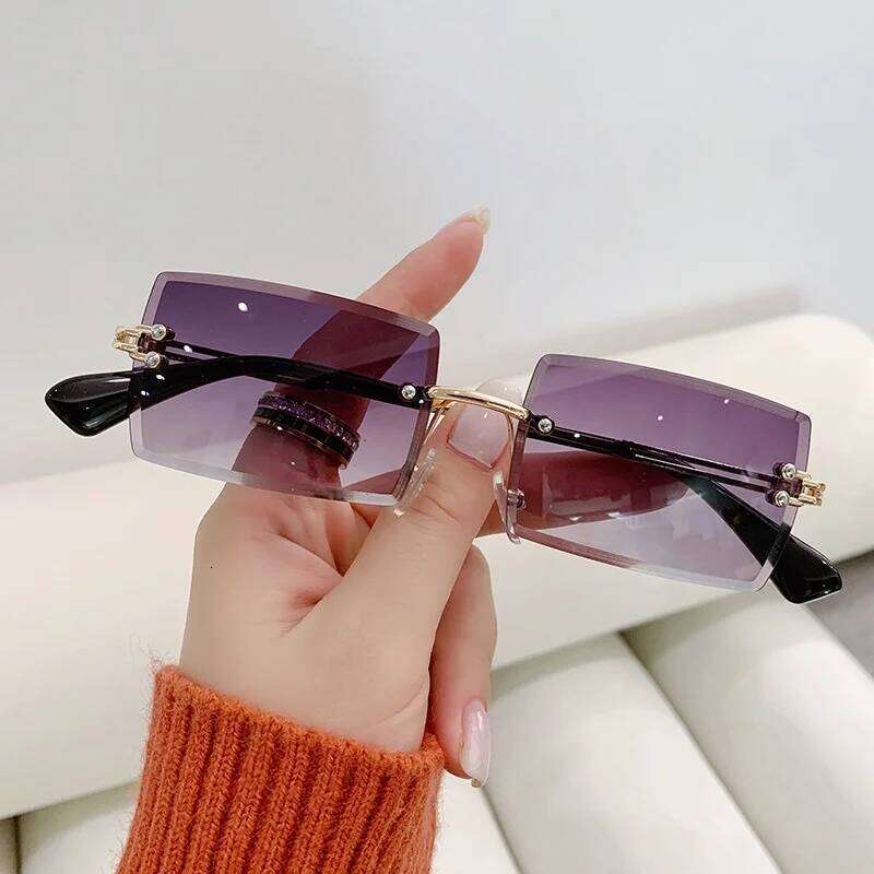 Luxury Brand Rectangle Ladies Sunglasses Rimless Square Sun Glasses for Women Men Color Gradient H260129