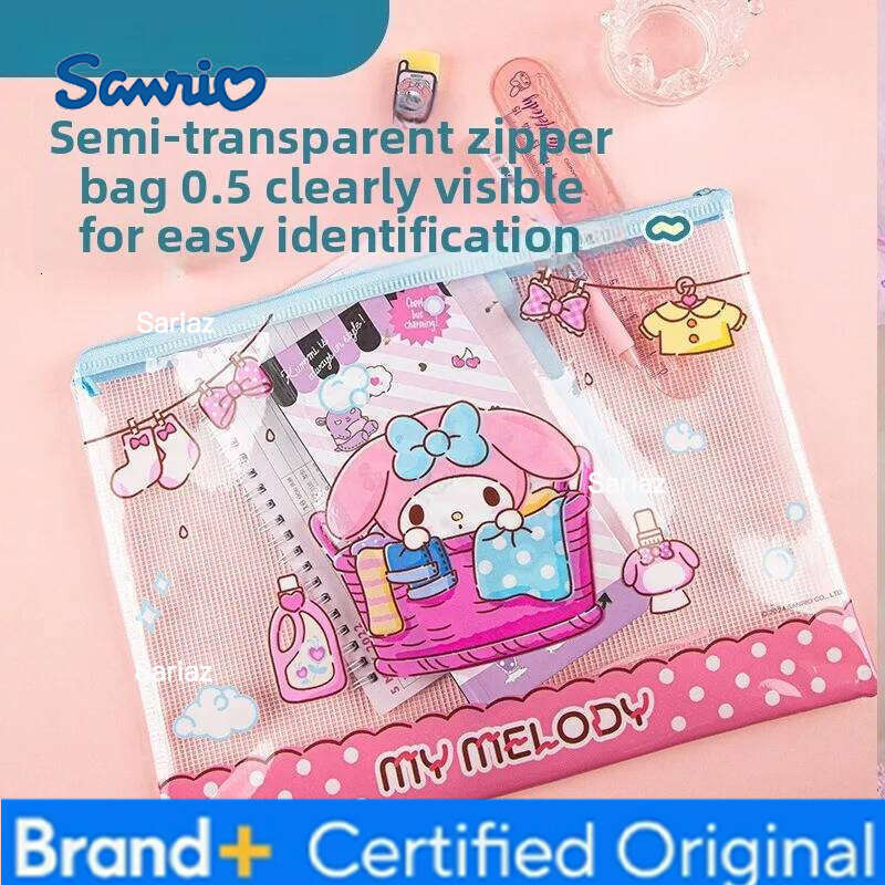 Sanrio Mesh Bag New Style High Value Ins Aesthetic Kuromi File Folder Student Subject Organizer Storage Pouch for School Office H26012911