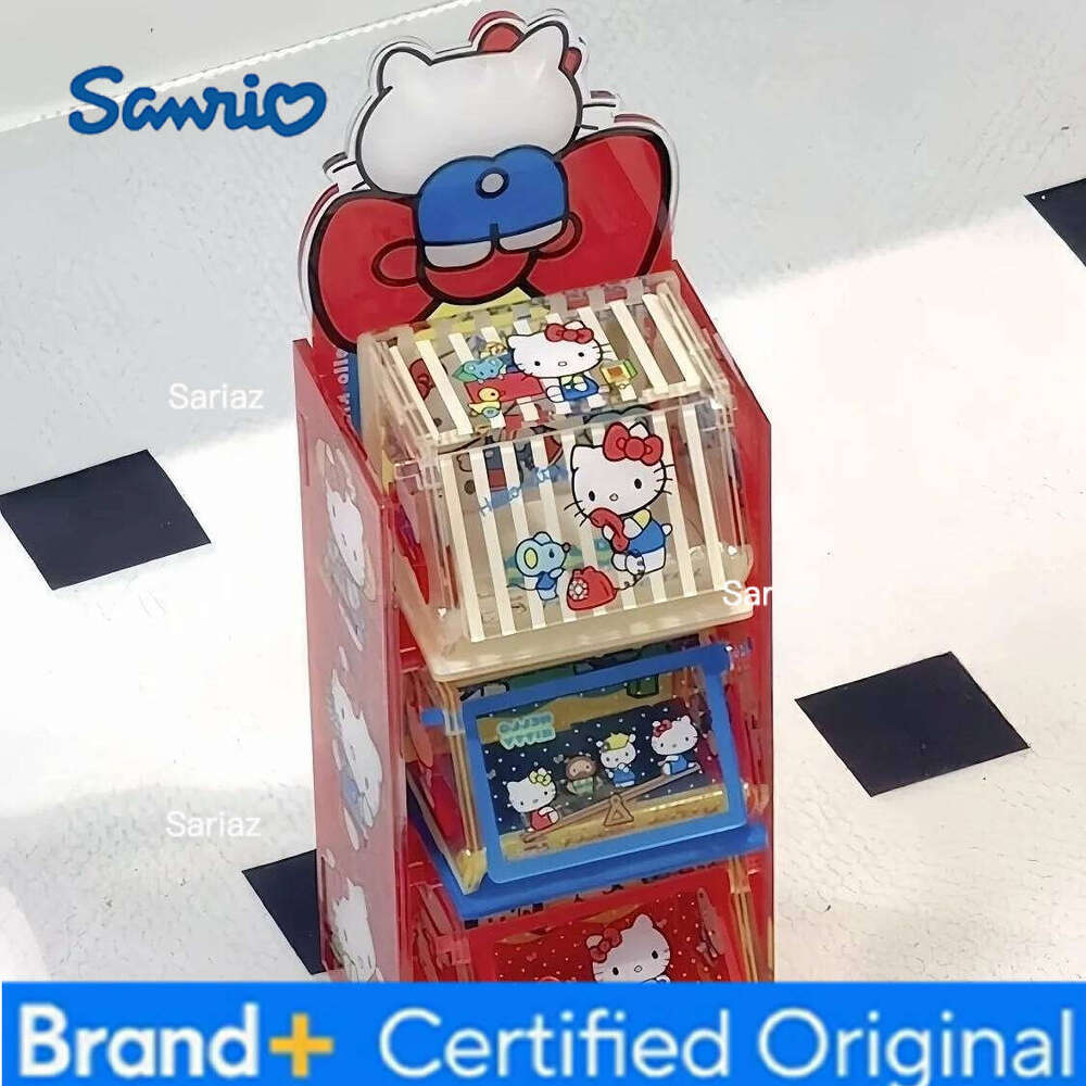 Sanrio Anime Hello Kitty DIY three-layer acrylic Kawaii desktop cosmetics jewelry flip-top box cute storage rack H260129