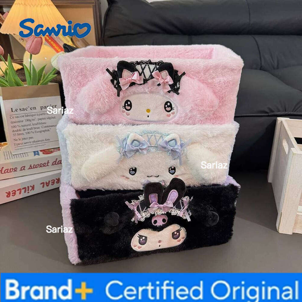 Sanrio Plush My Melody HelloKitty Cinnamoroll Baskets for Multifunctional Storage Box Desktop Decorative H260129