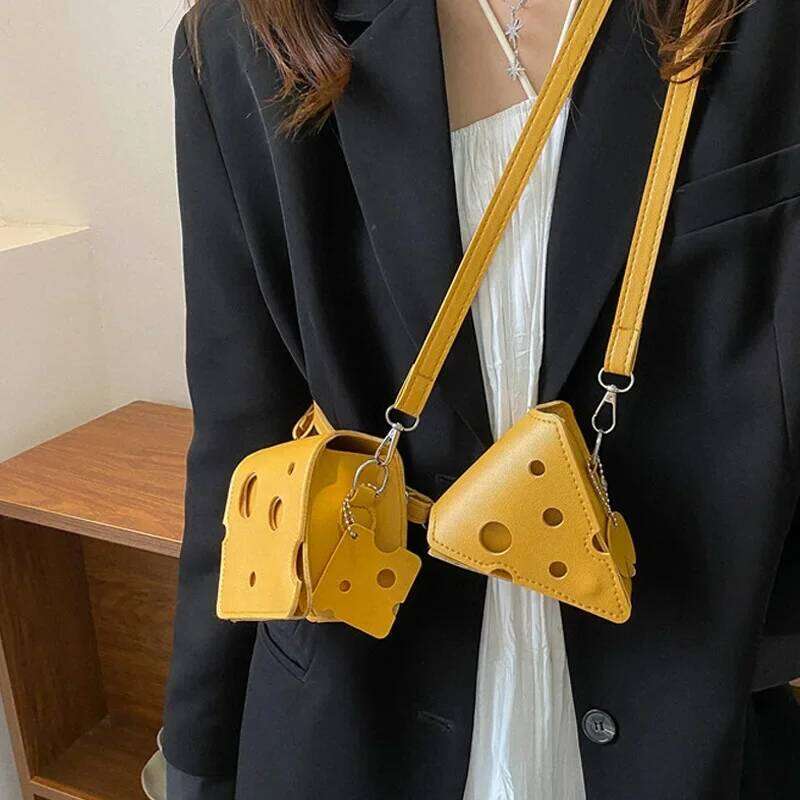 Women's PU Leather Bags Triangle and Square Cheese Shaped Handbags Mini Cute Earphone Lipstick Purses Crossbody Shoulder Bag XJ260129