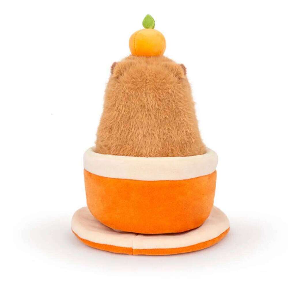 22cm Cute Cartoon Capybara Plush Tea Cup Coaster Kapibala Toys Funny Ornaments Kids Birthday Gift Room Decorative Dolls Y260128